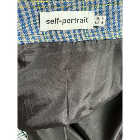 SELF-Portrait Ruffled Checked Tweed Mini Skirt Academia Coquette US 4 - Picture 5 of 6